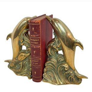 Vintage Rosenthal Netter Solid Brass Dolphin Bookends 1970s